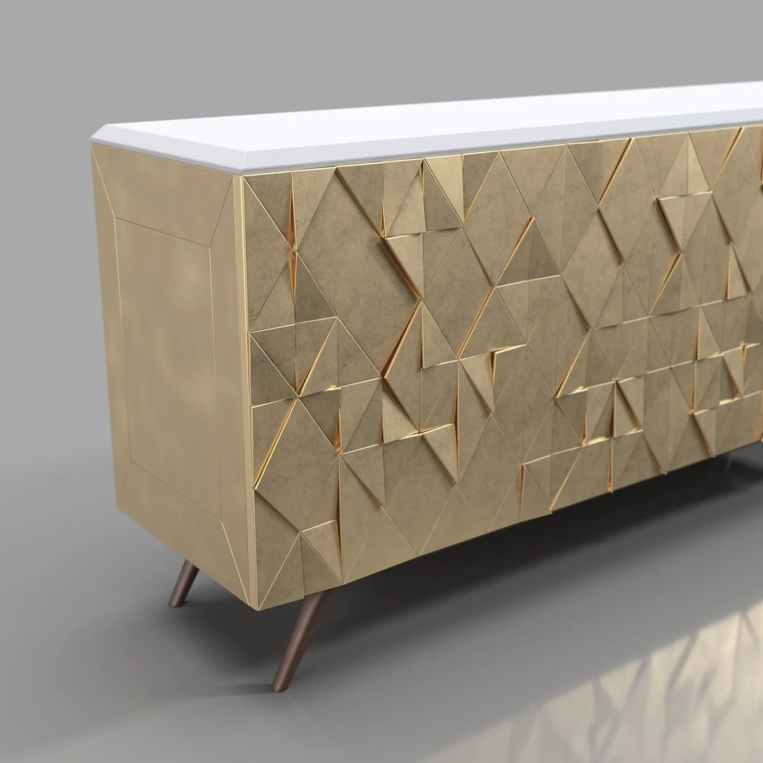 Gold Triangular Cabinet PBR 3D Model_05
